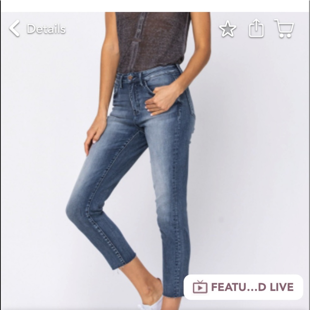 Judy Blue Relaxed Fit Raw Hem Jeans